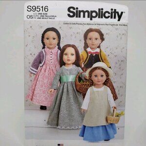 Simplicity S9516 Sewing Pattern 18" Doll Clothes New Factory Folded FF